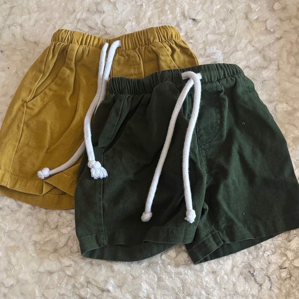 Kids Mustard and Green Shorts Set